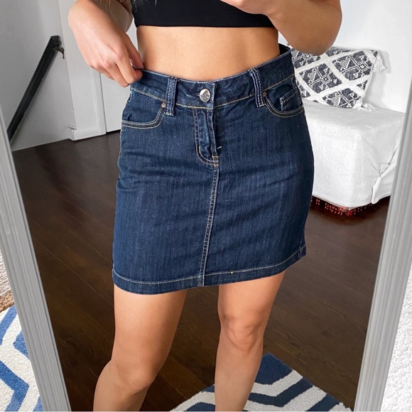 🐚 MISS CAPRI DARK WASH HIGH WAIST MINI SKIRT! - Picture 1 of 11